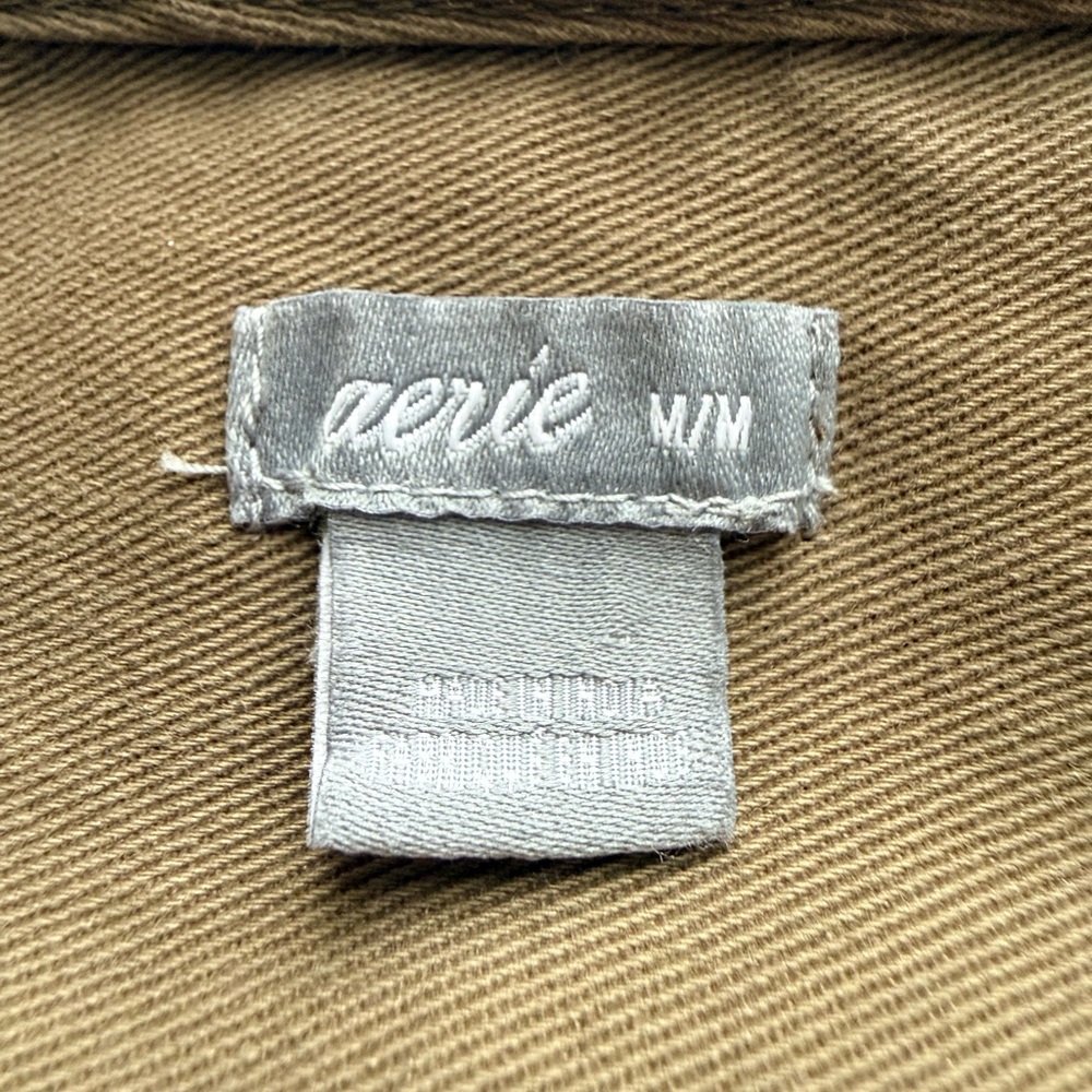 Aerie Olive-Tan Button Front Top